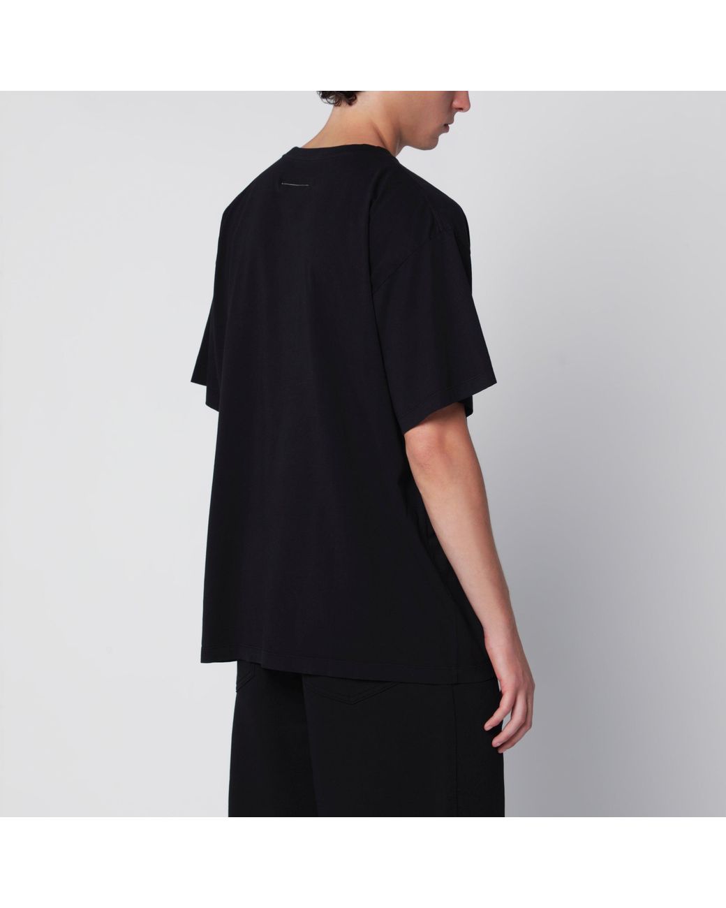 MM6 by Maison Margiela Black T-Shirt With Logo Print for men