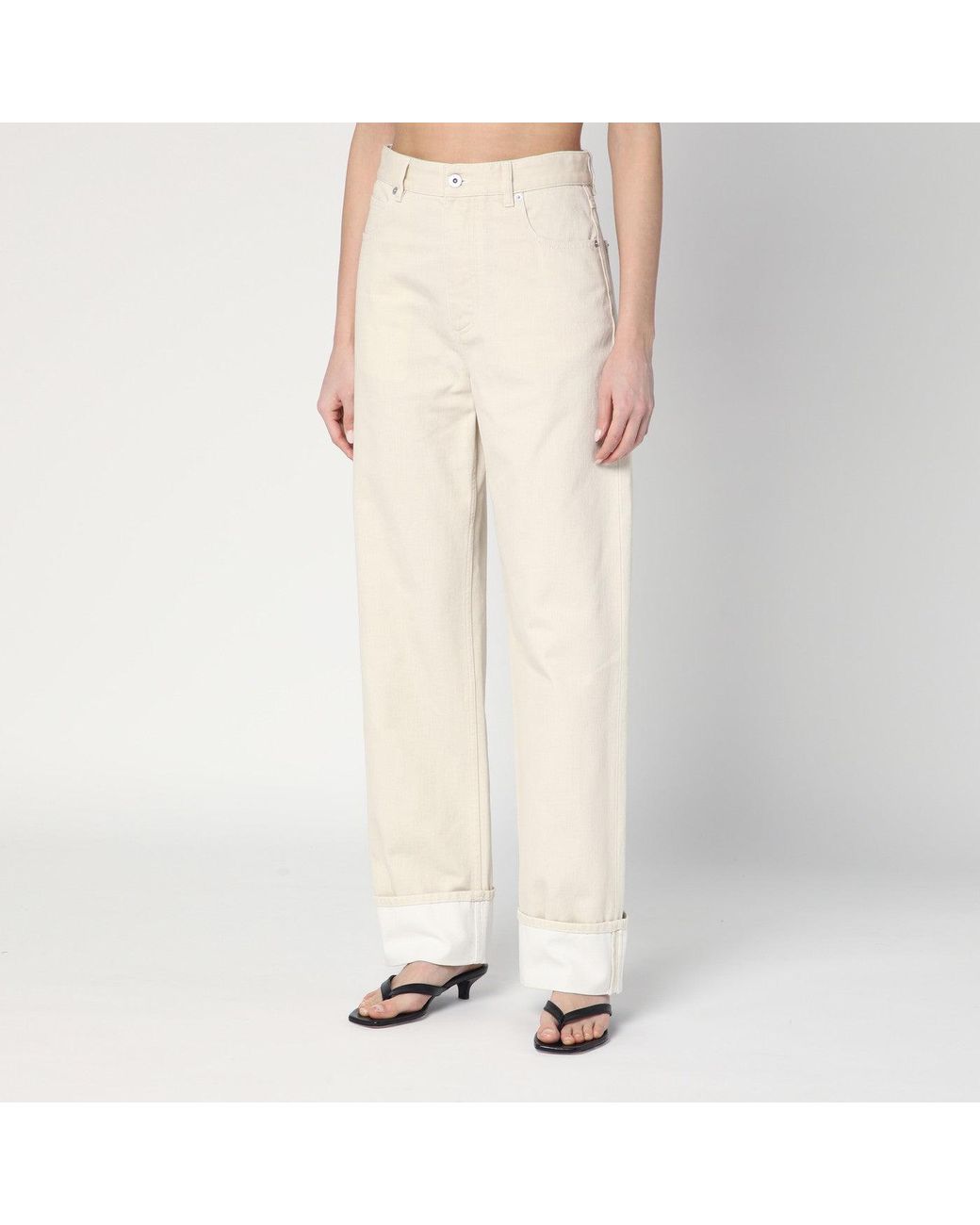 Bottega Veneta Natural Meringue Coloured Turned Up Jeans