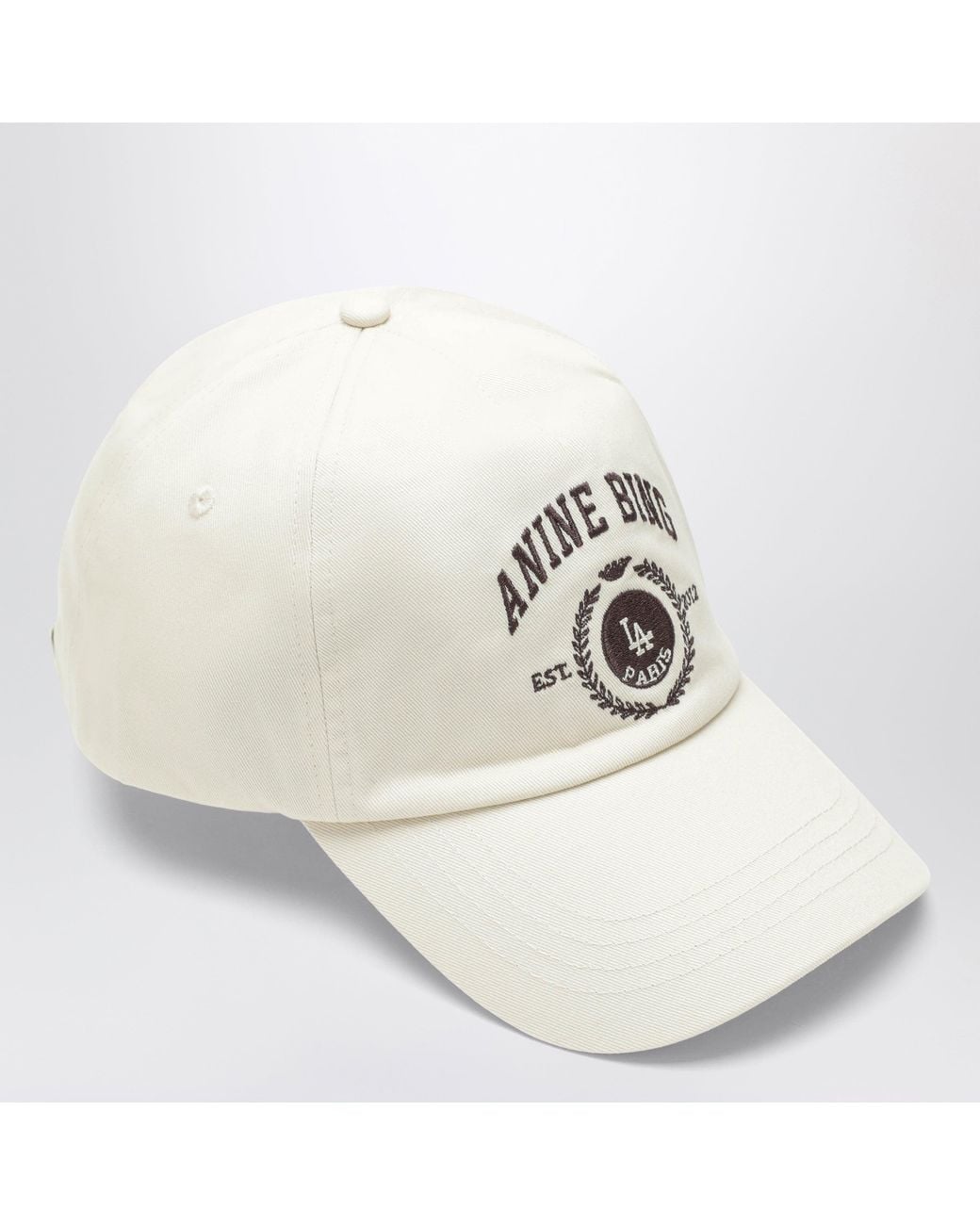 Anine Bing White Jeremy Cream Cotton Baseball Cap