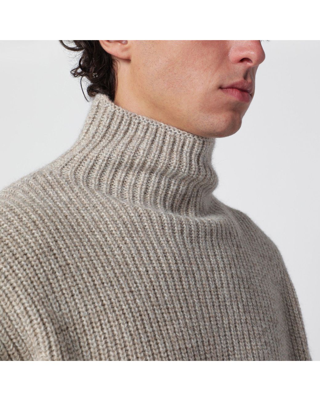Lemaire Gray Yak And Alpaca Turtleneck Sweater for men