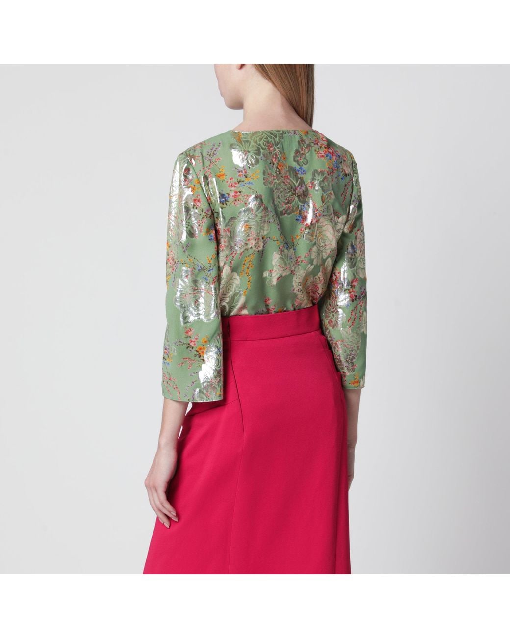 Valentino Red Printed Lurex Shirt