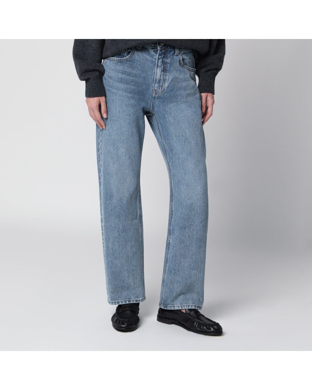 DUNST Blue Slick Cotton Cigarette Jeans For