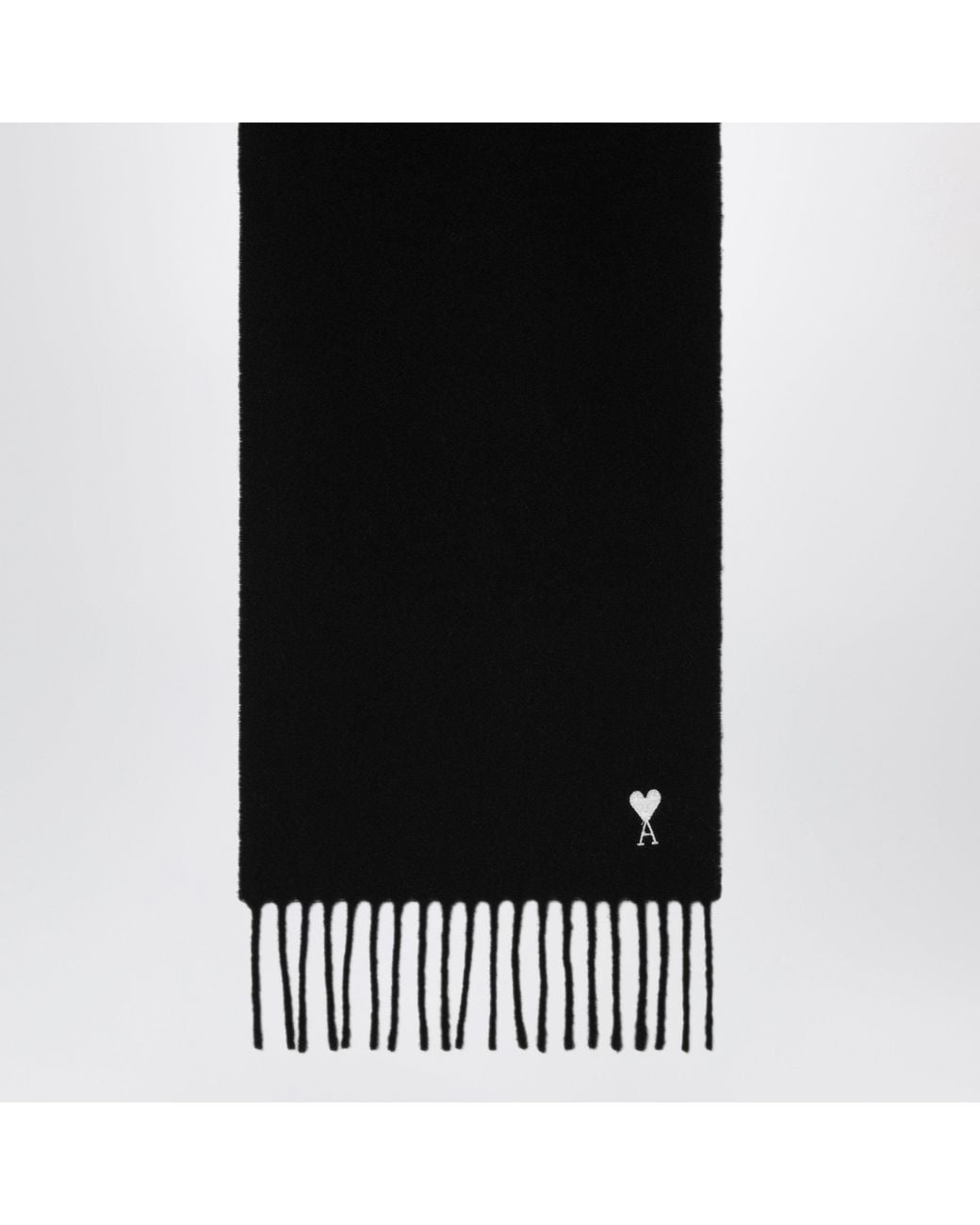 AMI Black Ami De Coeur Wool Scarf for men