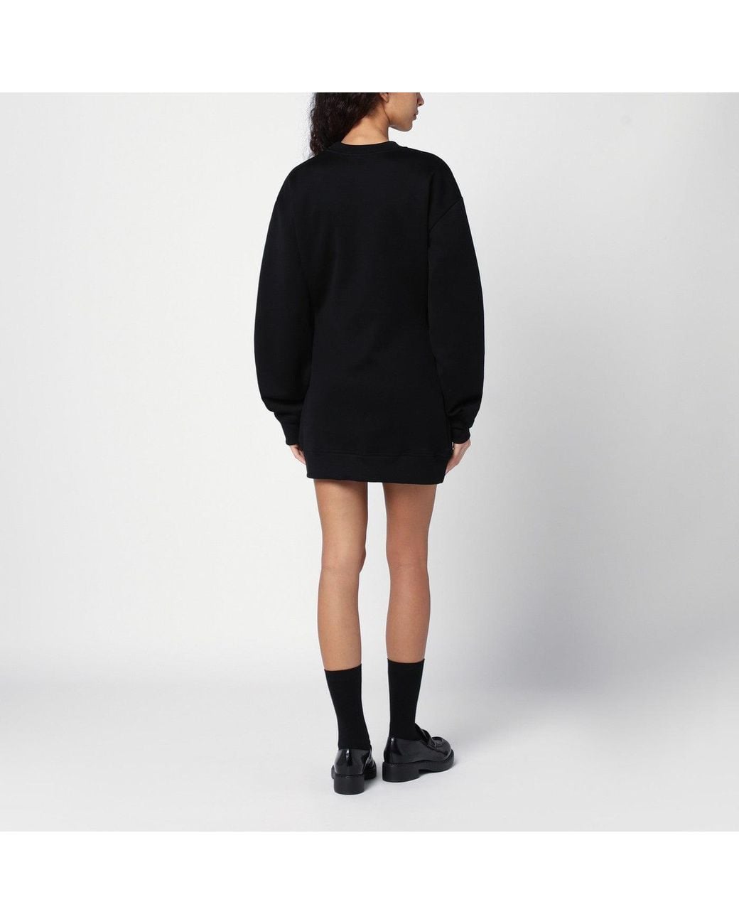 Prada Black Short Plush Dress With Logo Triangle