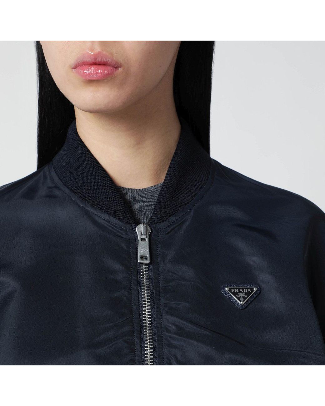 Prada Blue Re-Nylon Bomber Jacket