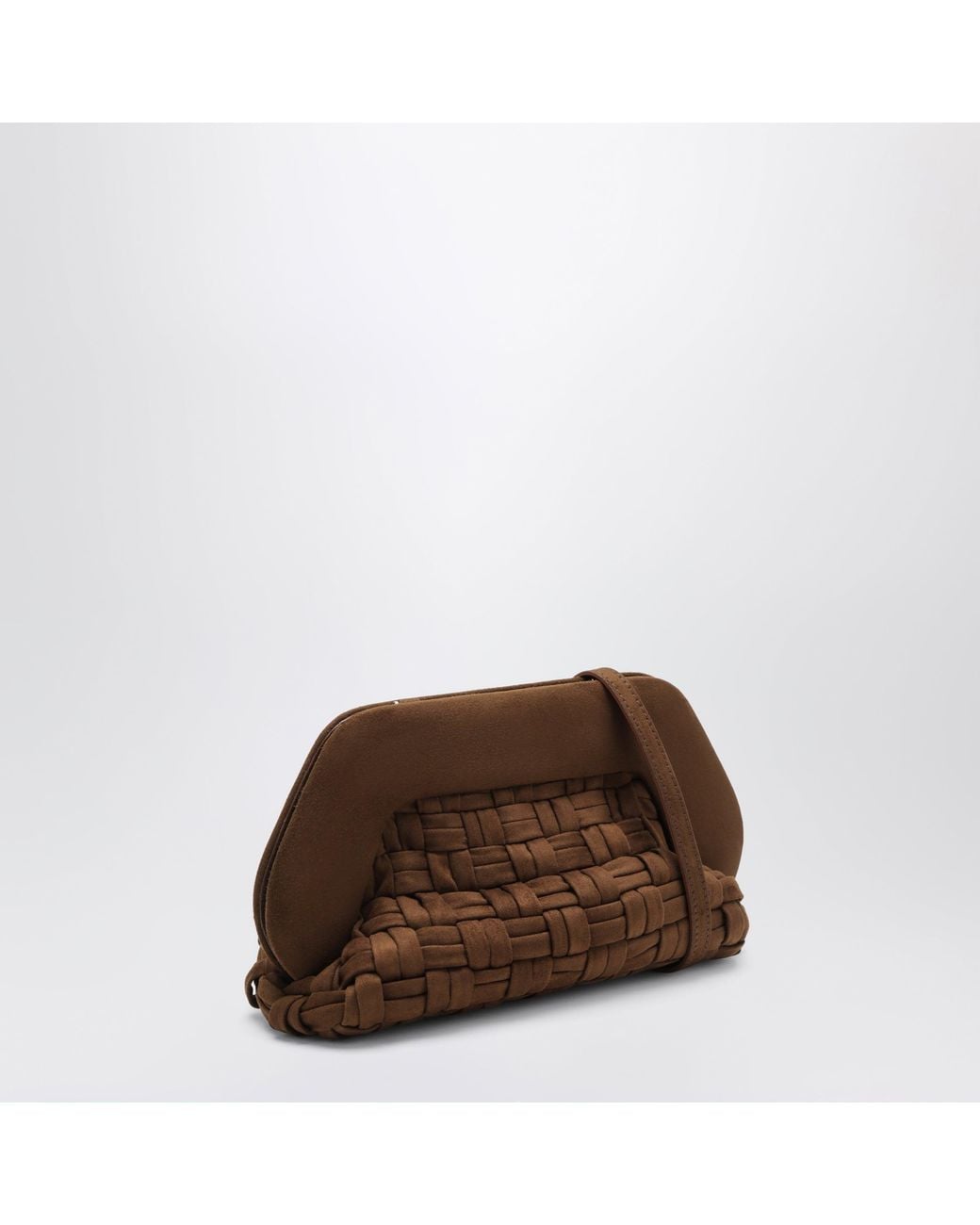 THEMOIRÈ Brown Mini Bios Pouch With Woven Suede-Effect Finish