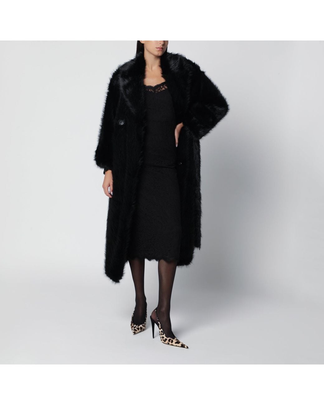 BB COUTURE Black Jackie Double-Breasted Coat With Belt