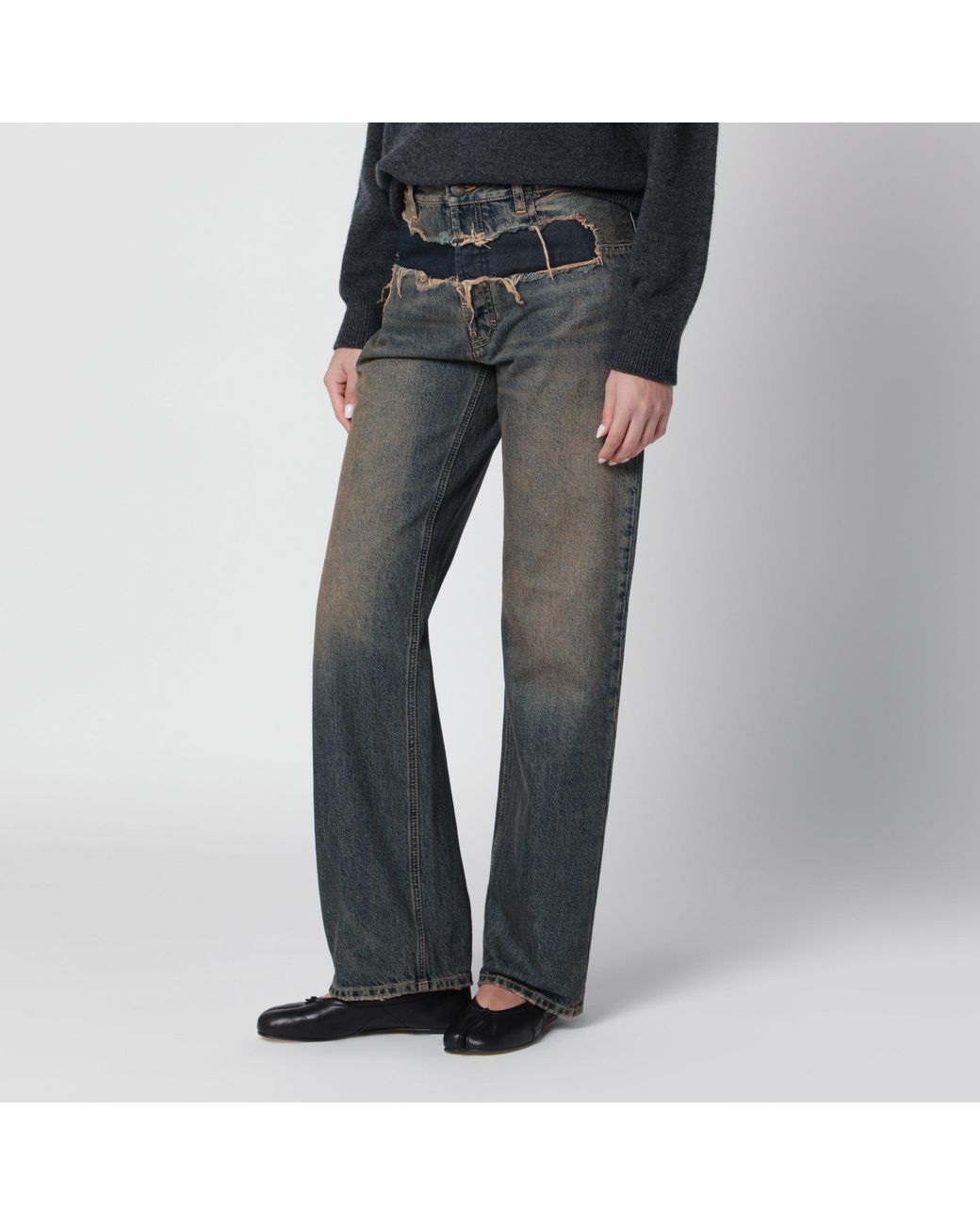 Maison Margiela Gray Distressed Straight-Leg Jeans