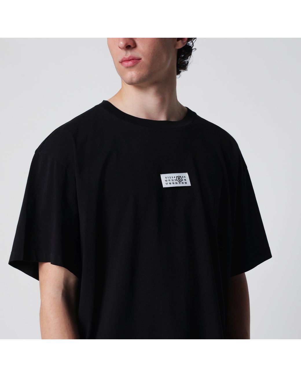 MM6 by Maison Margiela Black Cotton T-Shirt With Numeric Logo for men