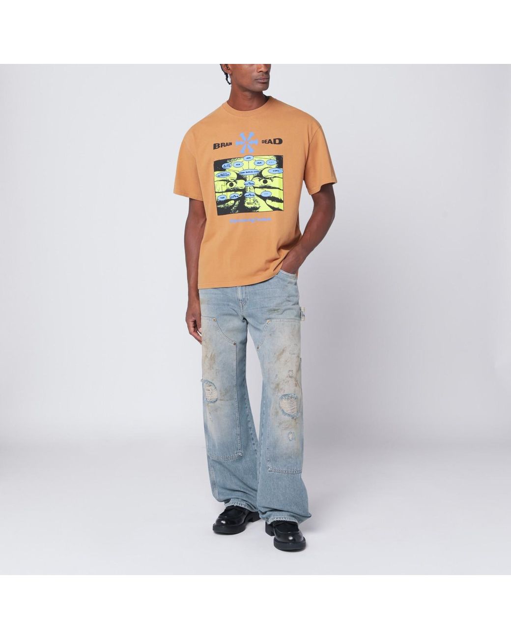 Brain Dead Green Cumin-coloured Information Age Occultism T-shirt for men