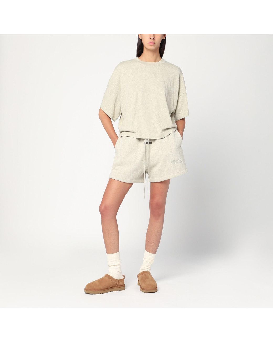 Fear Of God Natural Oversized Greige Cotton-Blend T-Shirt