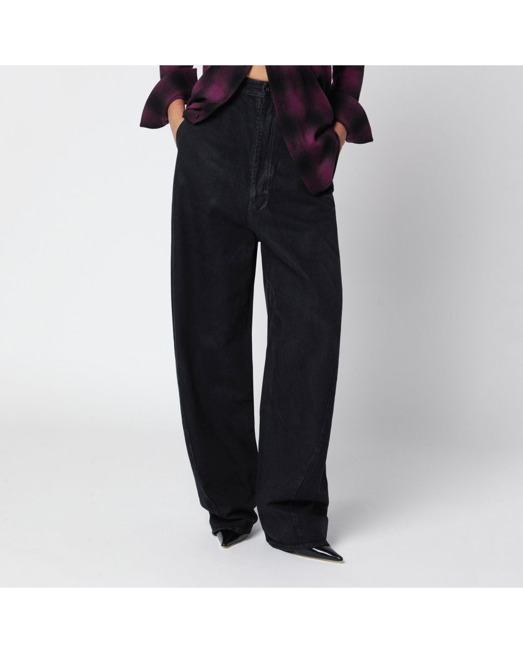 Balenciaga Blue Cotton Denim Barrel Trousers