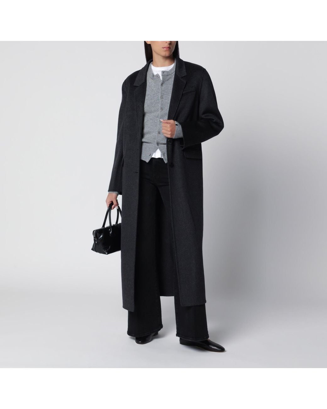 Isabel Marant Black Clesa Anthracite Wool And Cashmere Coat