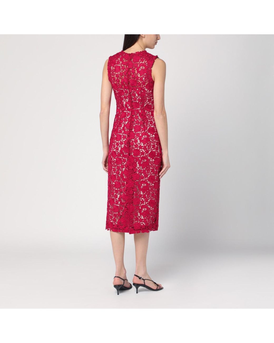 P.A.R.O.S.H. Red Lace Midi Dress