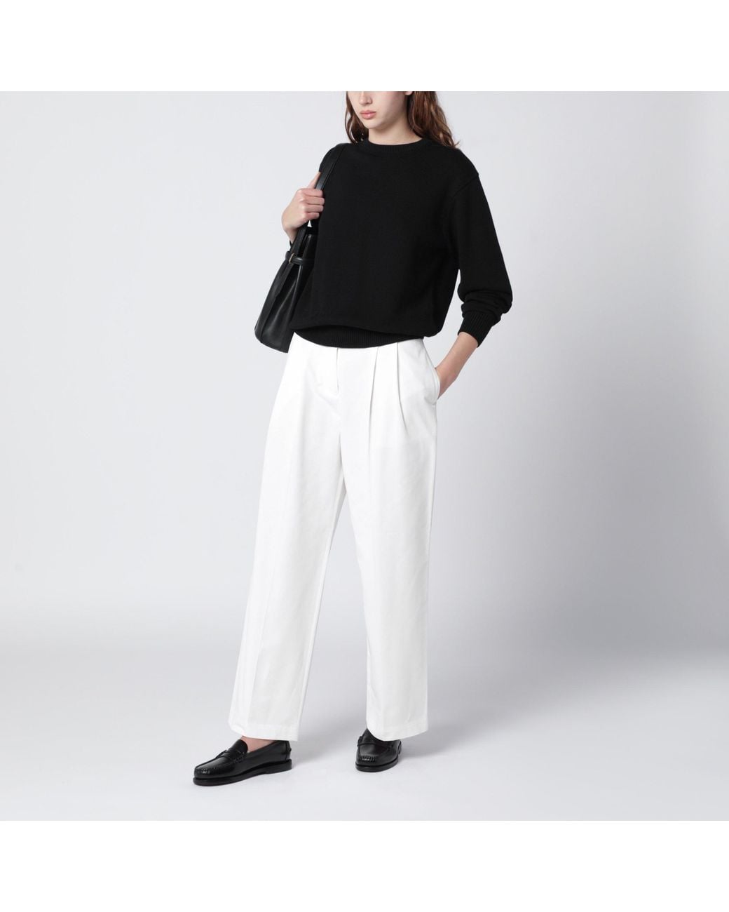 Totême Black Cotton Crew Neck Jumper