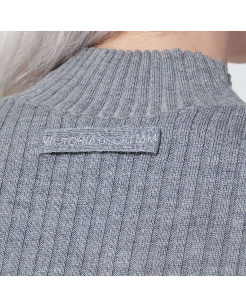 Victoria Beckham Blue Georgia Marl Ribbed Merino Wool Sweater