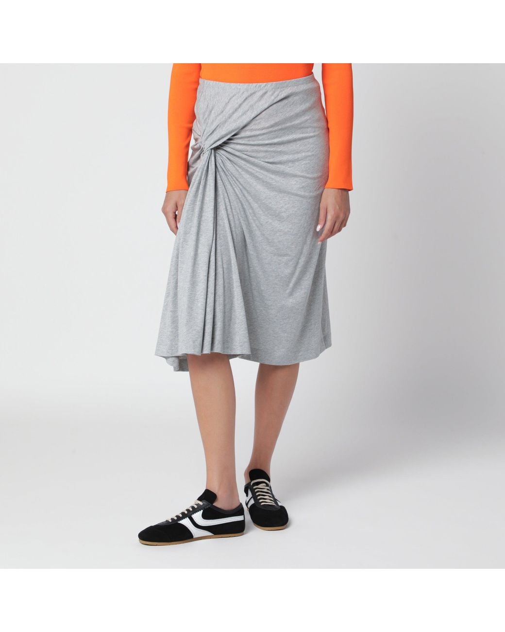 Dries Van Noten Gray Mélange Skirt With Draped Detail