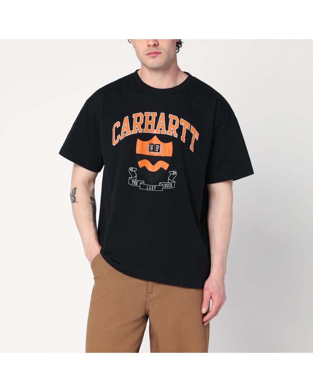 Tシャツ・カットソー Carhartt Wip S S Lazy Duck Academy T-Shirt Black Carhartt WIP Lazy Duck Academy T-Shirt, Sycamore Tree Green