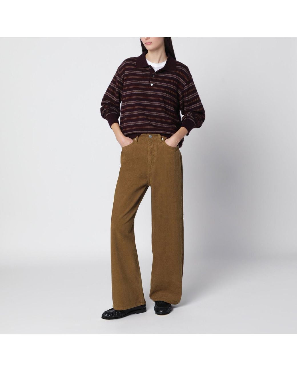 DUNST Brown Wide-Leg Corduroy Jeans