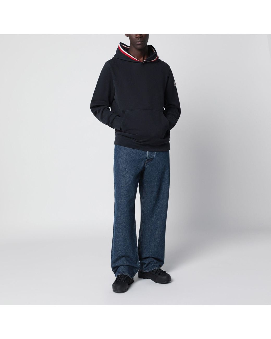 Moncler Blue Hooded Sweatshirt for men