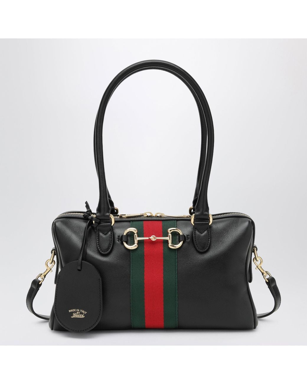 Gucci Black Medium Borsetto Leather Boston Bag