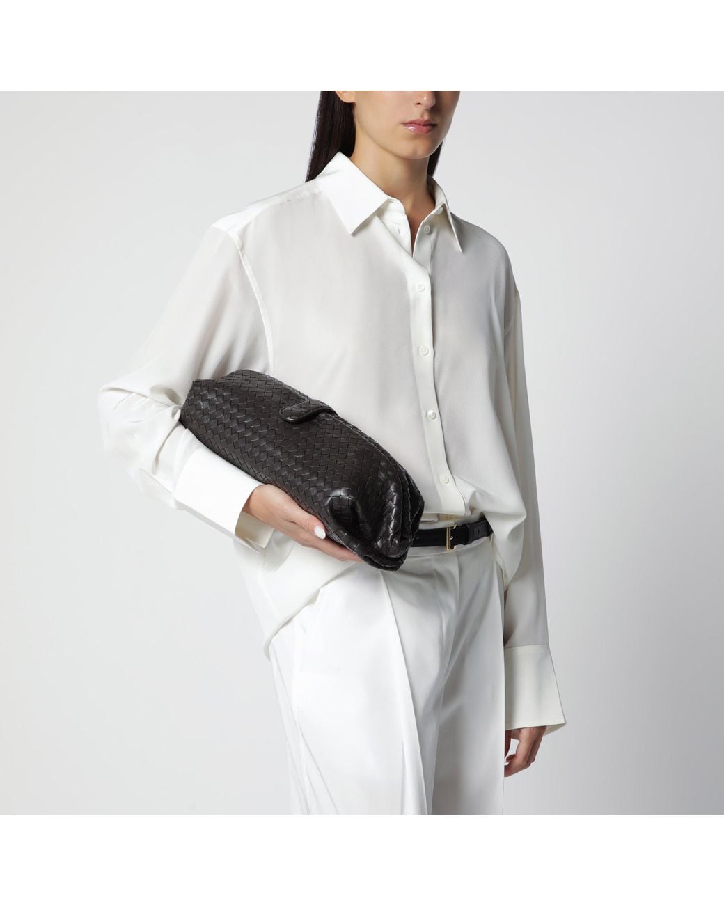 Bottega Veneta Black Lauren 1979 Intrecciato Lamb Leather Clutch