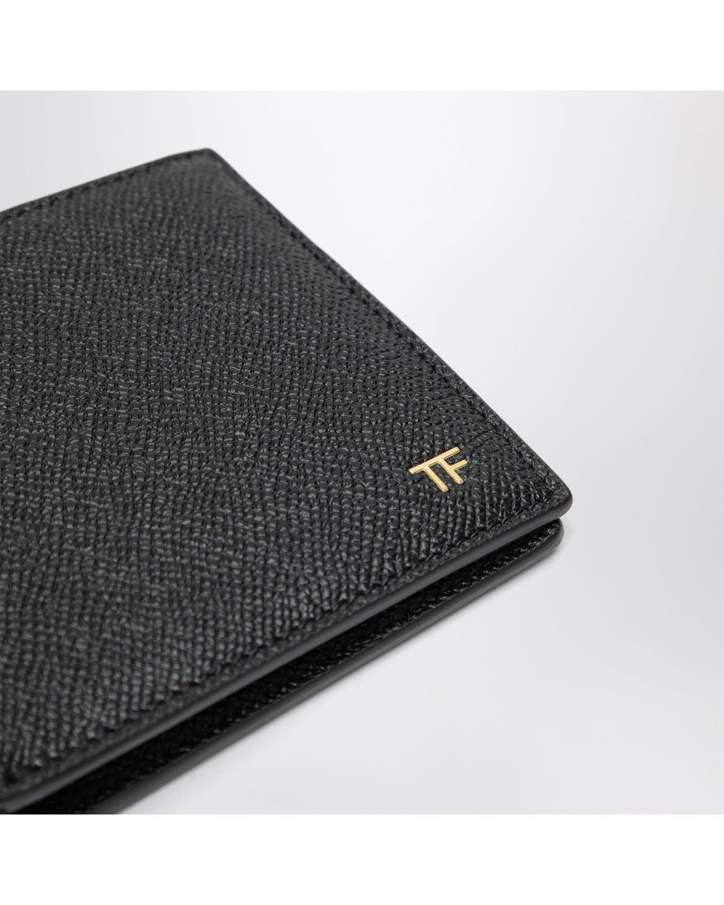 Tom Ford Black T-Line Bi-Fold Leather Wallet for men