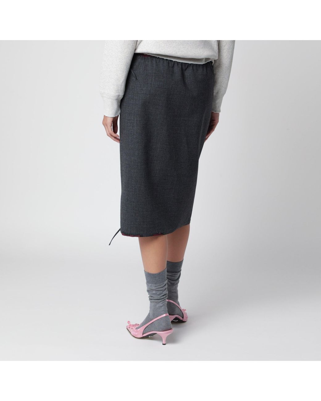 Prada Black Slate/Garnet Midi Skirt