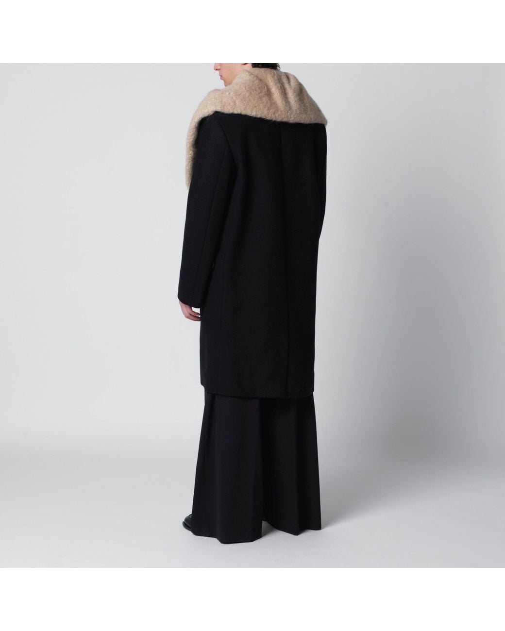 Dries Van Noten Black Coat With Removable Neckline for men