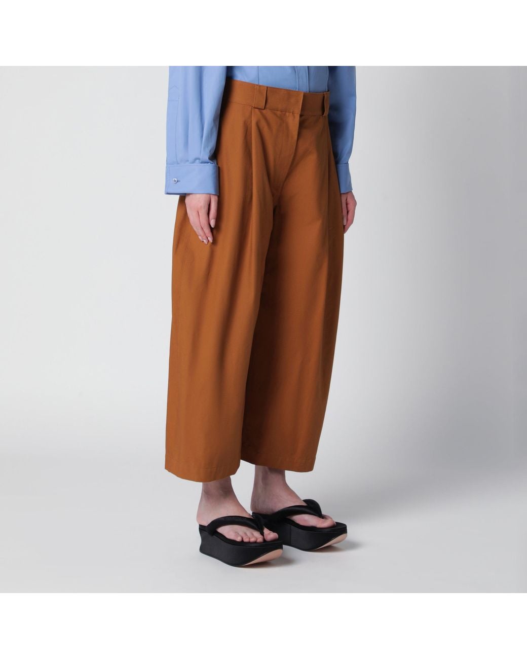 Balenciaga Brown Camel-Colored Cotton Trousers