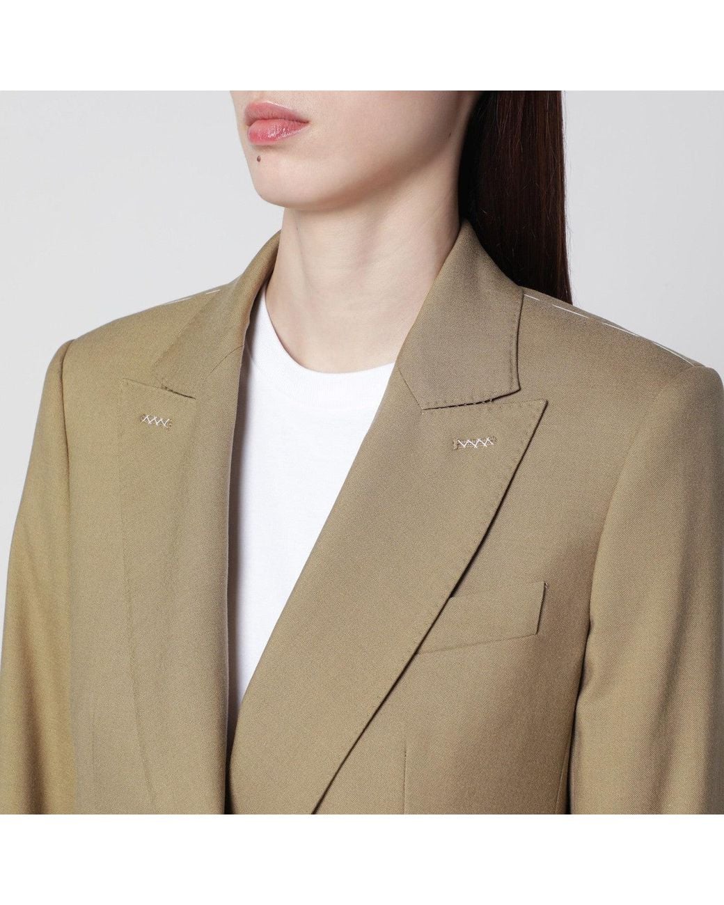 Max Mara Natural Camel Wool-Blend Double-Breasted Jacket