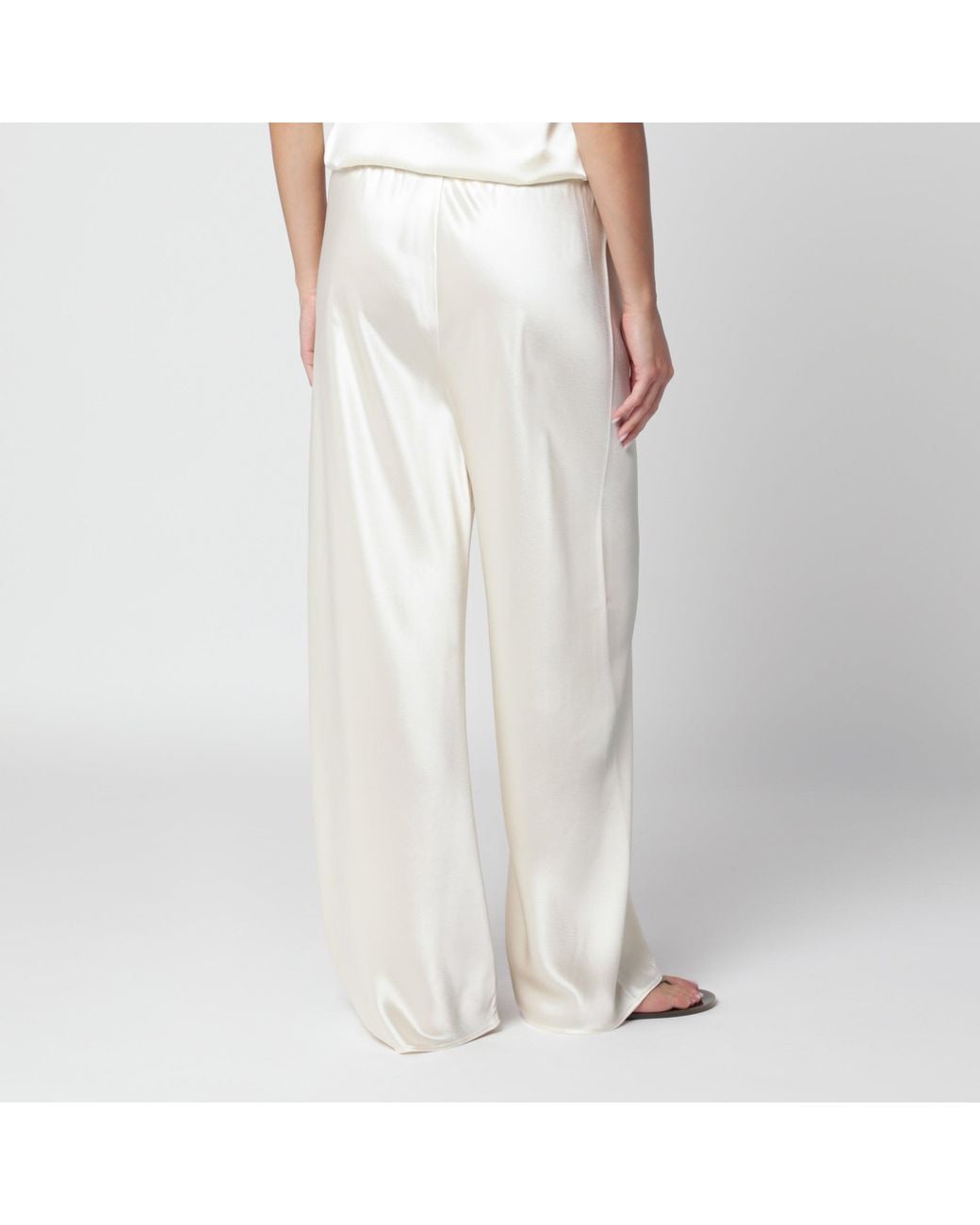 Almada Label White Vanilla Bias Satin Trousers