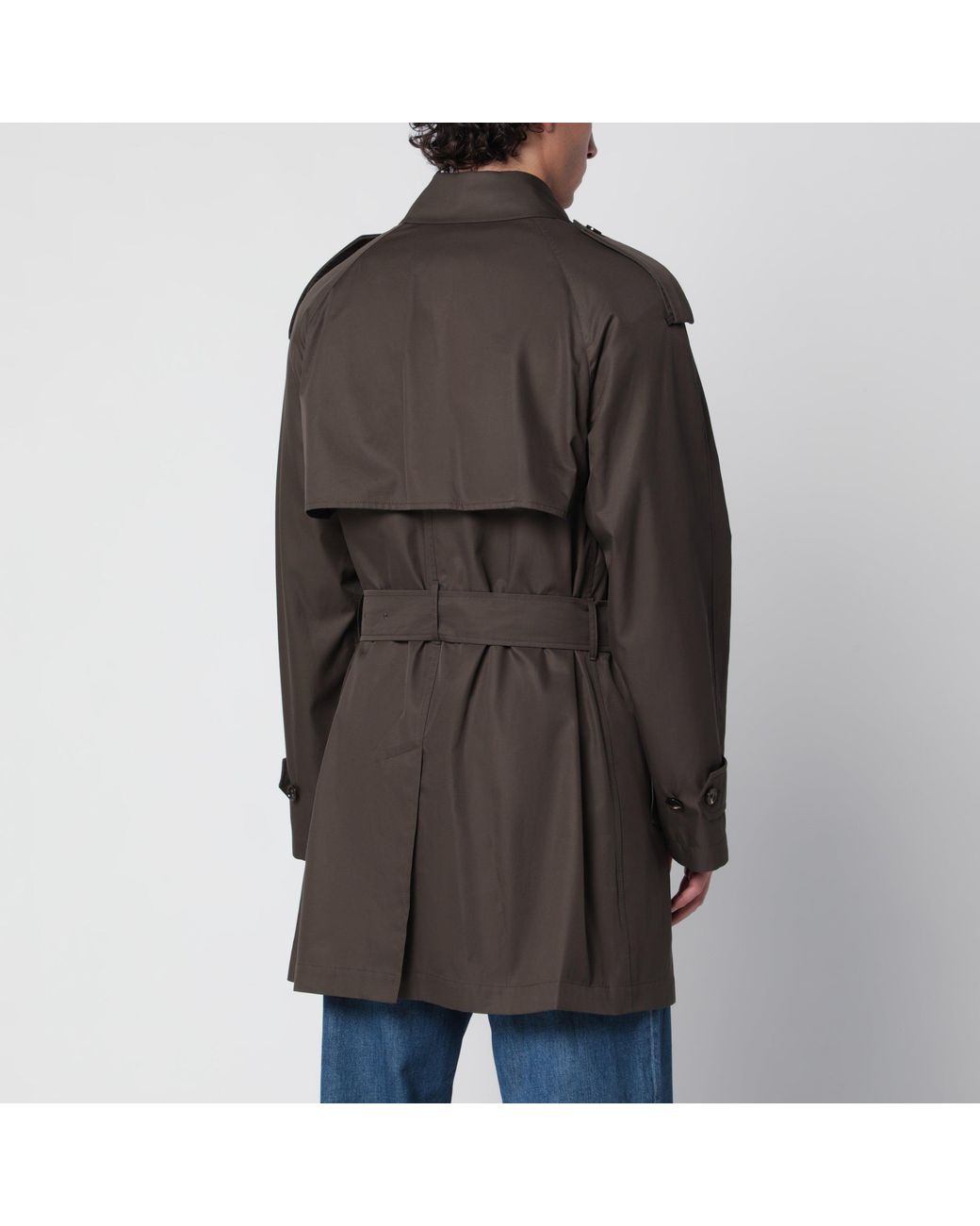 Burberry Black Leadenham Mid-Length Gabardine Trench Coat for men