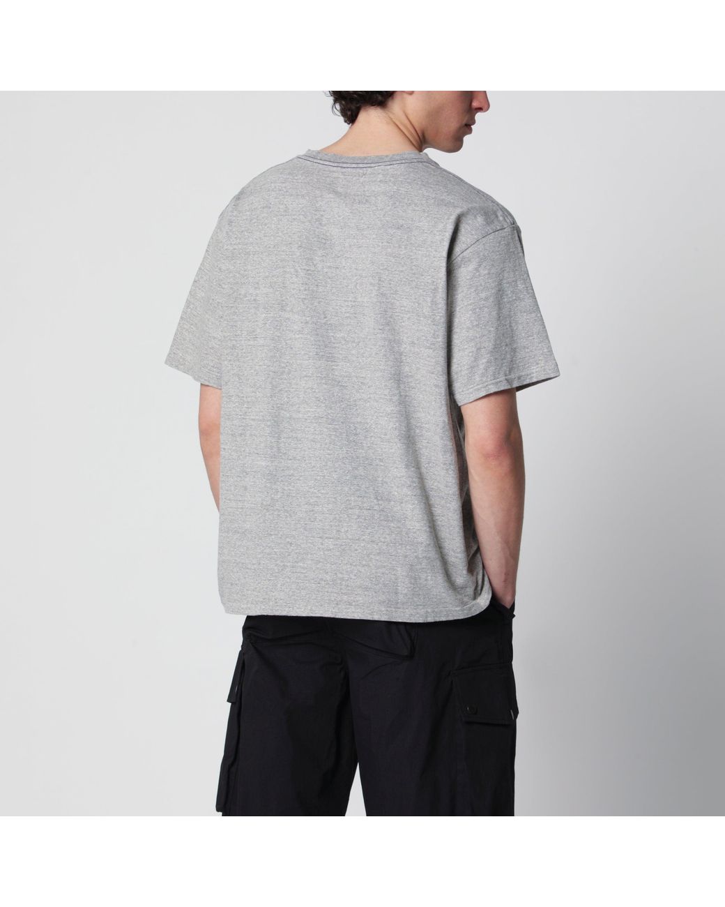 Needles Gray Cotton Tshirt With Embroidery for men