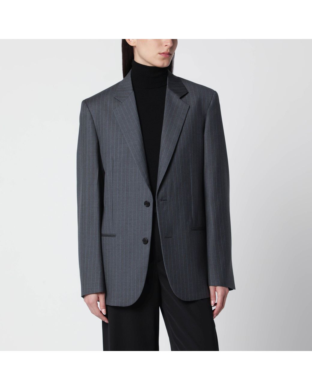 Gucci Gray Light Pinstripe Wool Jacket