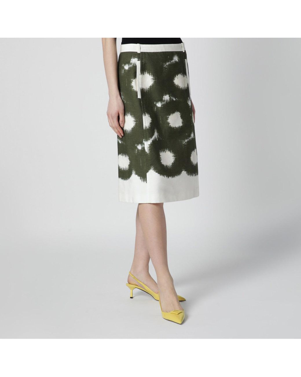 Prada Black Cotton Skirt With Military Pattern