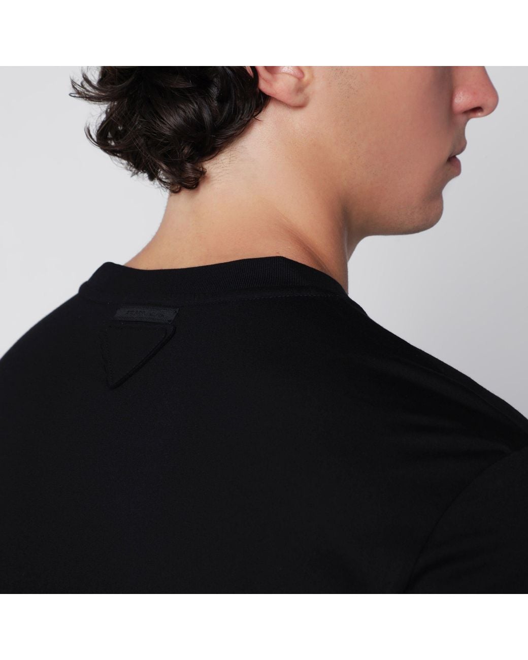 Prada Black Set Of Three Cotton T-Shirts for men