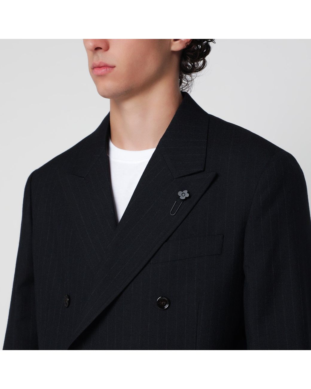 Lardini Black Double-Breasted Jacket for men