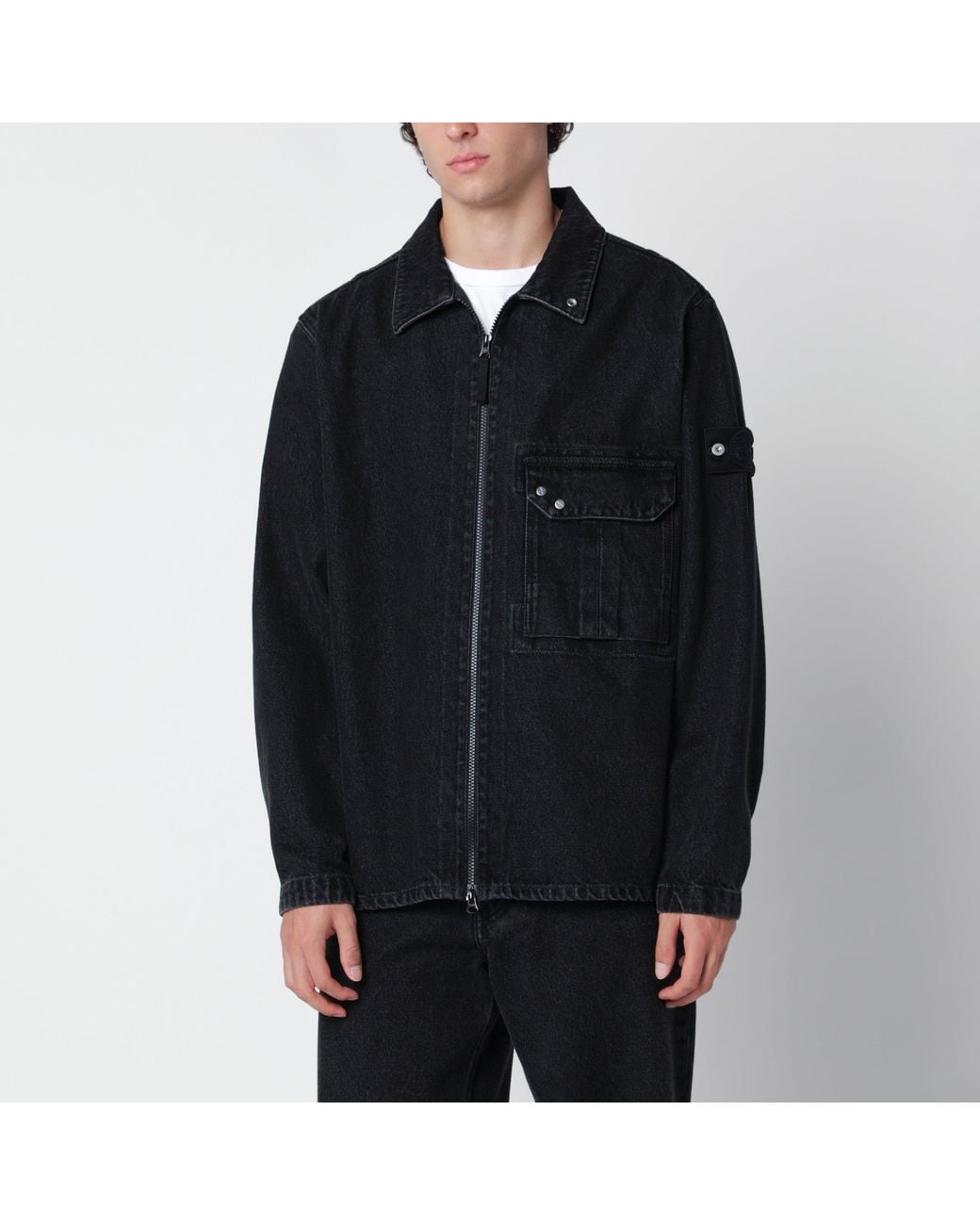 Stone Island Black Denim Shirt Jacket for men