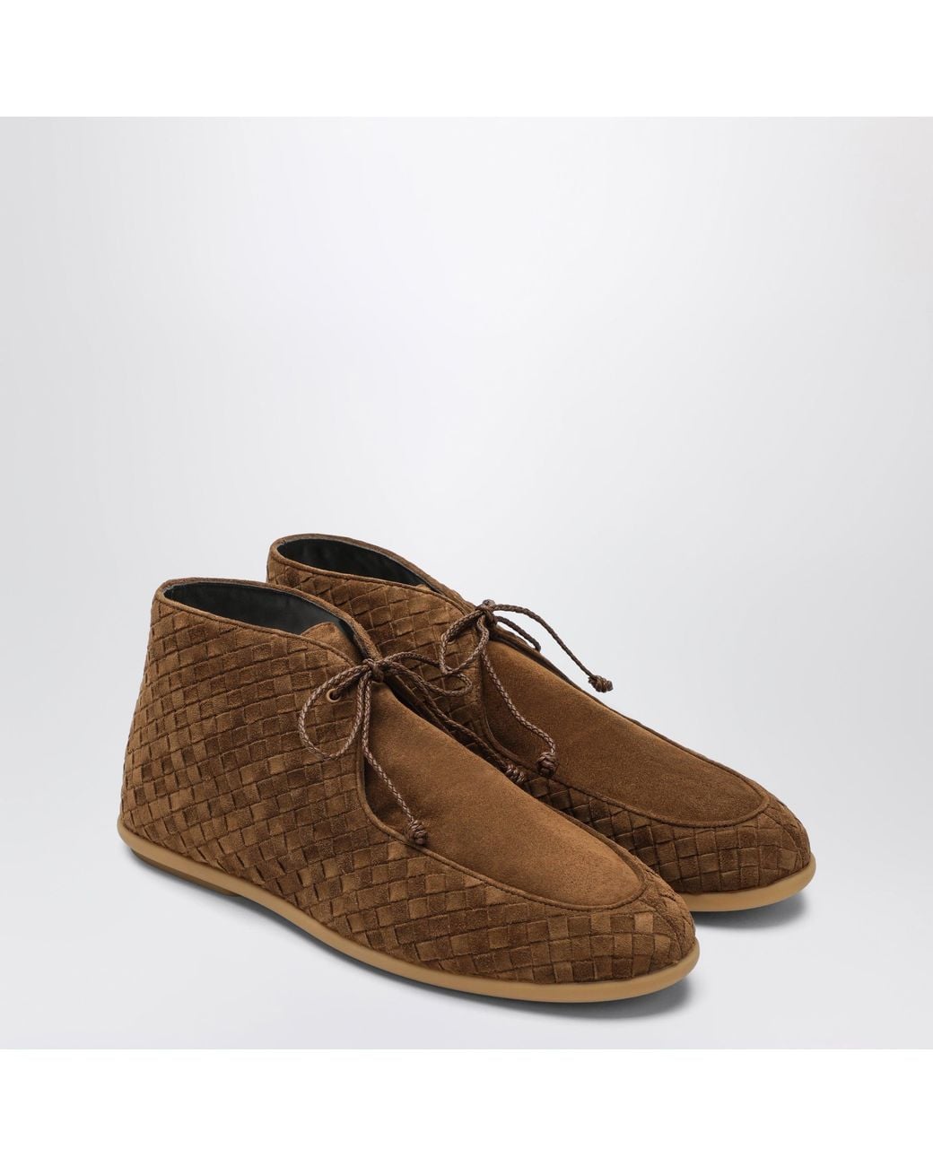 Bottega Veneta Brown Intreccio Suede Lace-Up Shoes for men