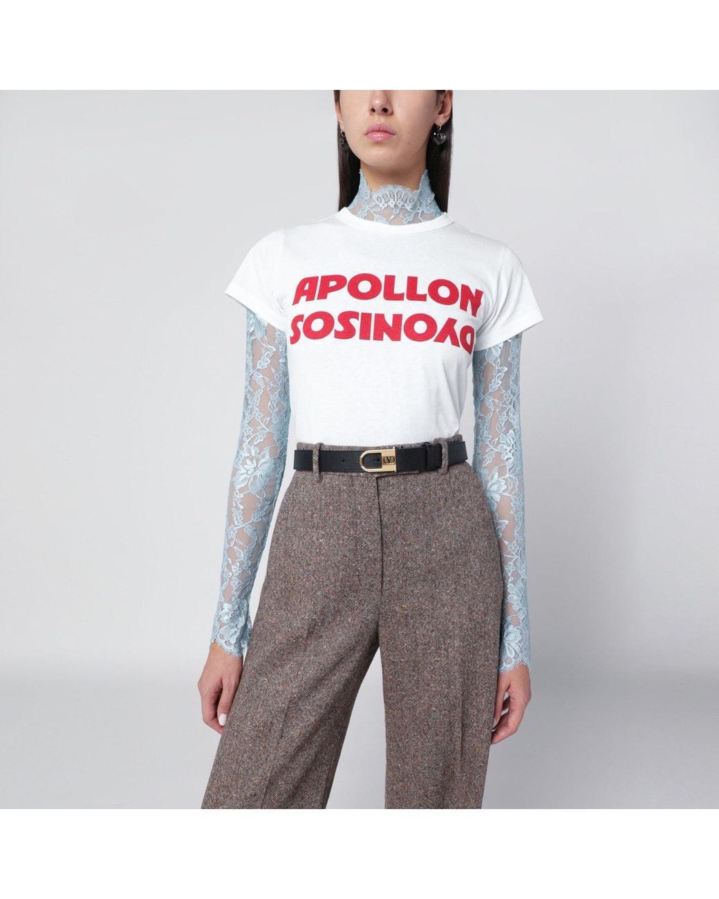 Valentino Gray T-Shirt With Apollon/Dionysus Print