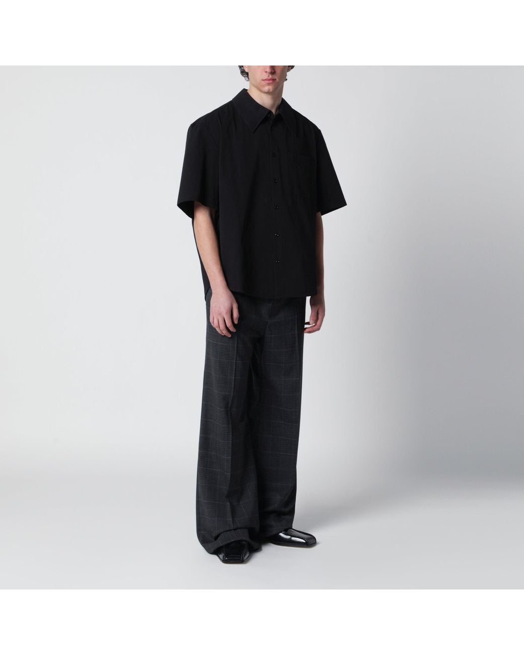 Balenciaga Black Dark Tartan Trousers for men