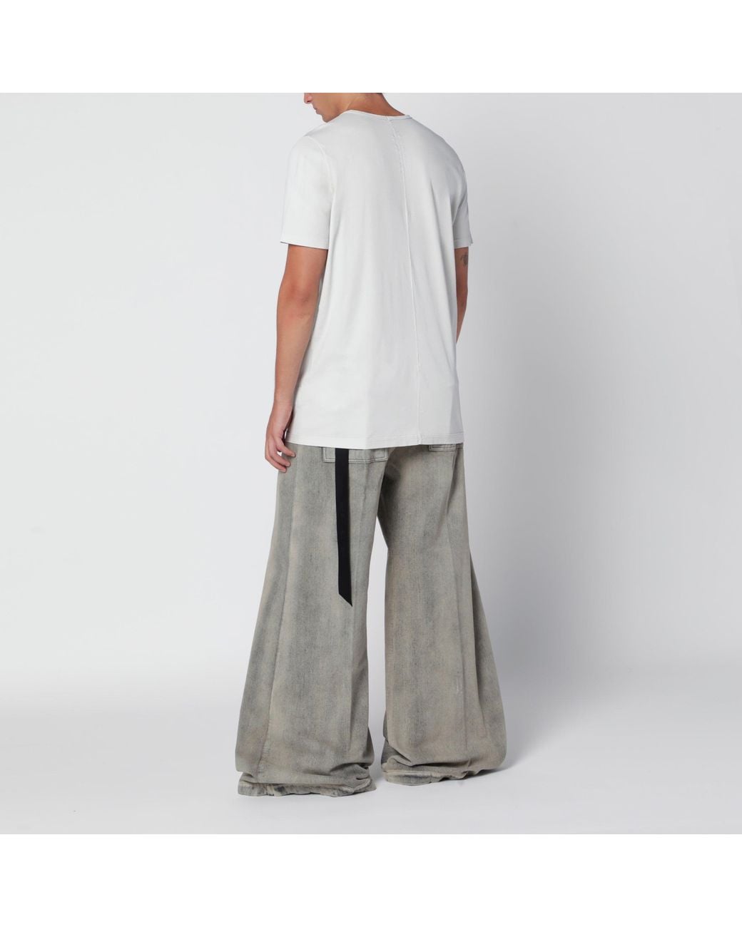 Rick Owens White Level Milk Wash Cotton T-Shirt for men