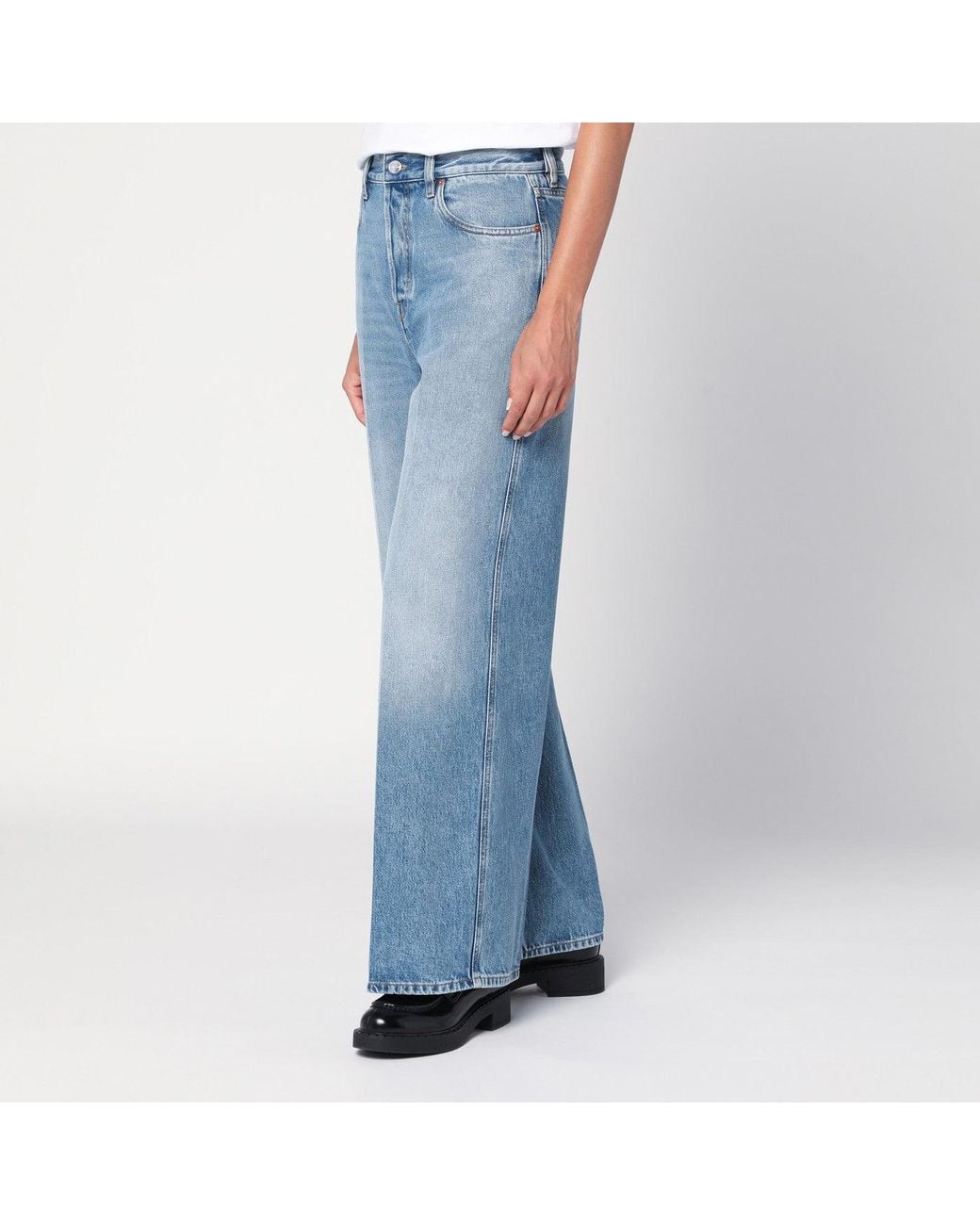 Gucci Blue Wide Jeans With Faded Effect