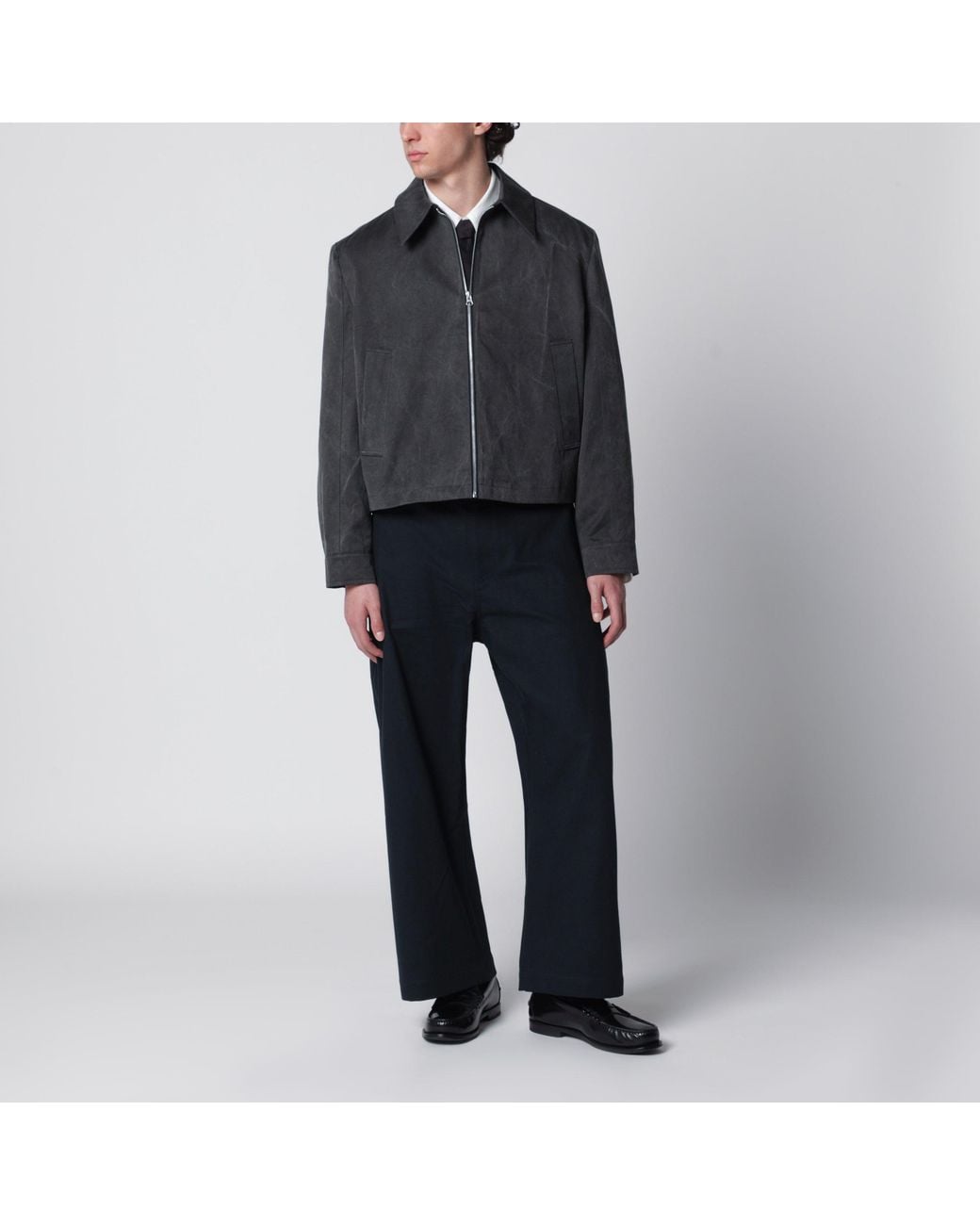 Séfr Black Washed Tazio Zip-Up Jacket for men