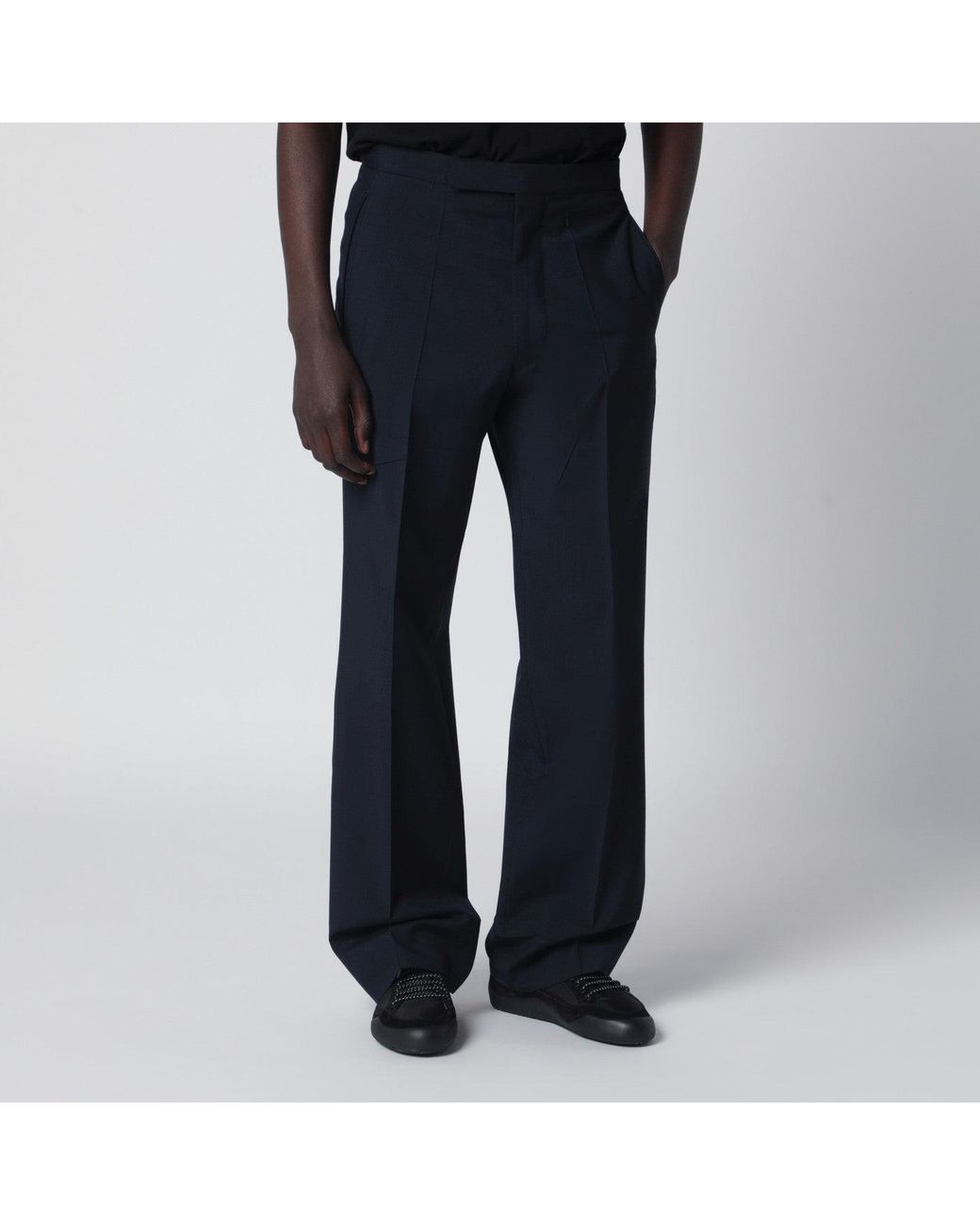 Prada Blue Wool And Mohair Trousers for men