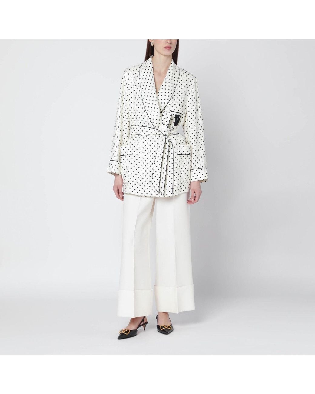 Valentino White Supergrain Jacket With Plusdepois Print