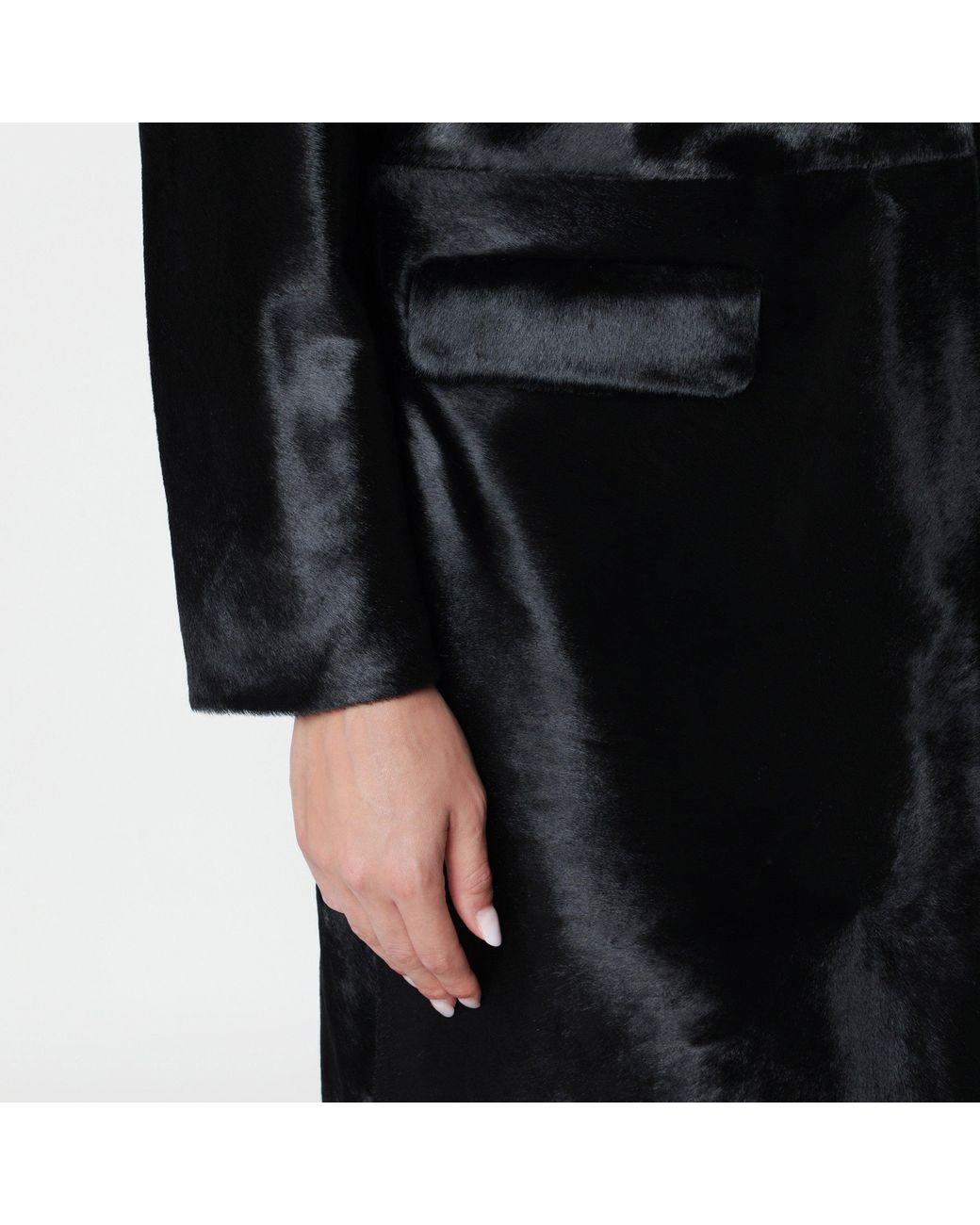 Almada Label Black Harlow Pony-Effect Leather Coat