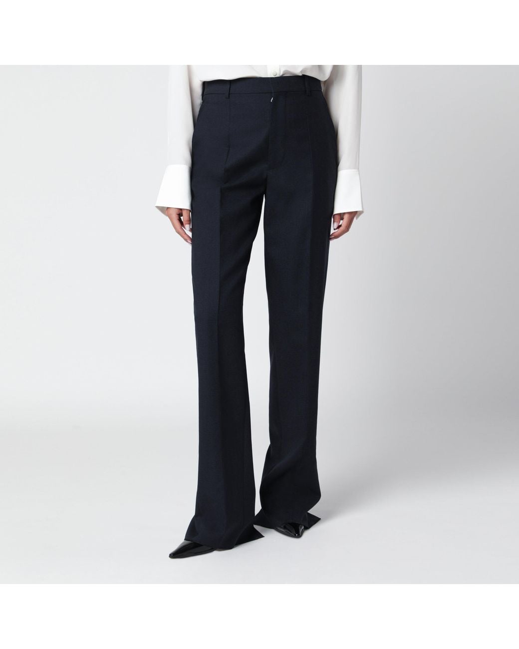 Bottega Veneta Blue Midnight Shetland Wool Trousers