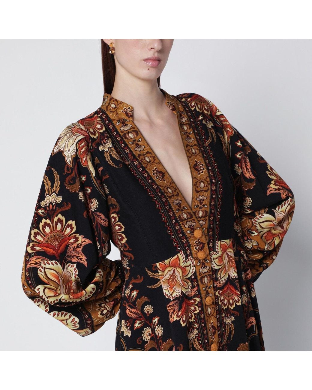 Farm Rio Brown “Majestic Garden” Long Dress